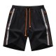 Men's Black Drawstring Shorts with Reflective Stripes & Orange Accents