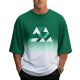 Men's Green & White Gradient Geometric Print Oversized Short-Sleeve Tee