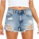 Women's Light Blue Distressed Ripped Denim Shorts