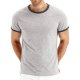 Men's Heather Gray Crew Neck T-Shirt with Black Ringer Trim