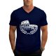 Men's Navy Blue V-Neck T-Shirt with Colosseum & Laurel Print