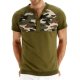 Men's Olive Green Henley Shirt with Camouflage Chest Panel