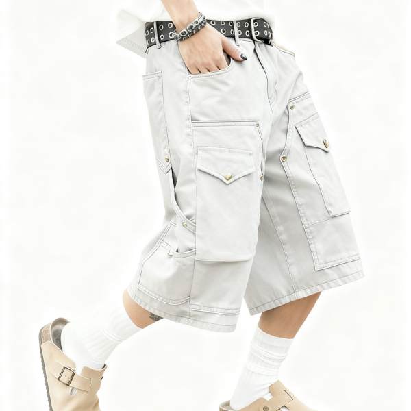 Light Gray Utility Cargo Shorts